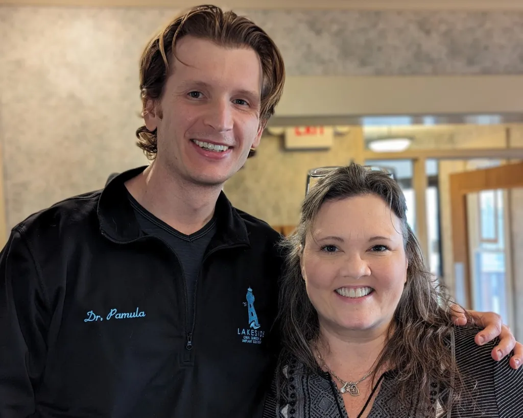 Man and woman smiling